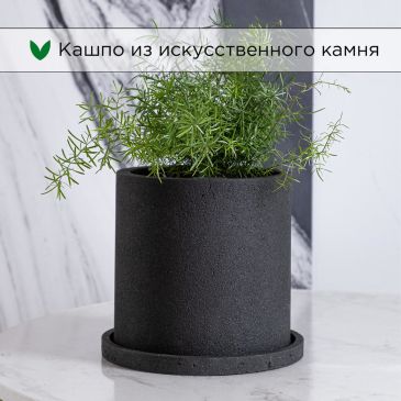 Кашпо Evaform Cylinder 5 л, 20*20 см, 3,5 кг, чёрное в форме цилиндра c поддоном